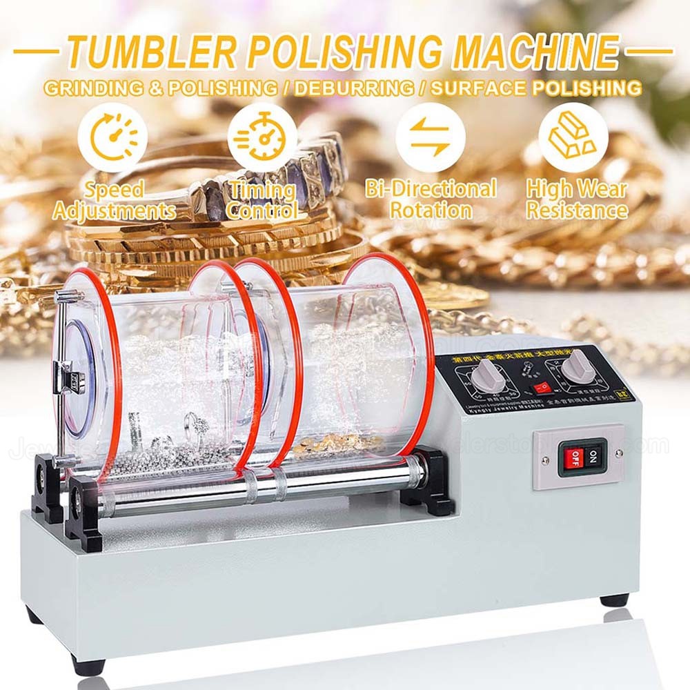 KD-1320 250W 10KG Double Drum Jewelry Rotary Tumbler Machine with 1-4 Levels Adjustable Speed